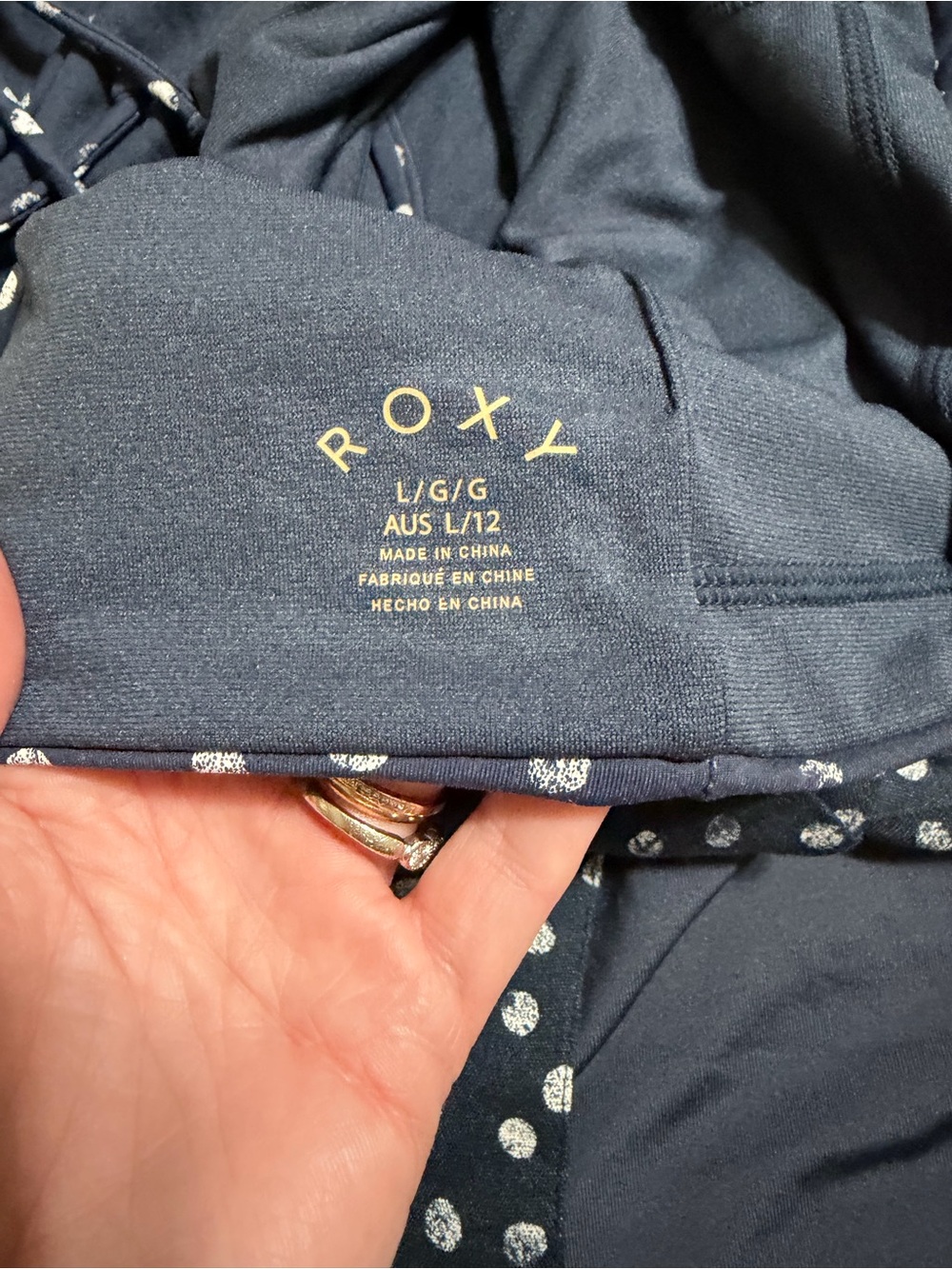 Roxy Navy Polka Dot Crop Top & Swim Shorts Set with matching tie shirt - Picture 7 of 8